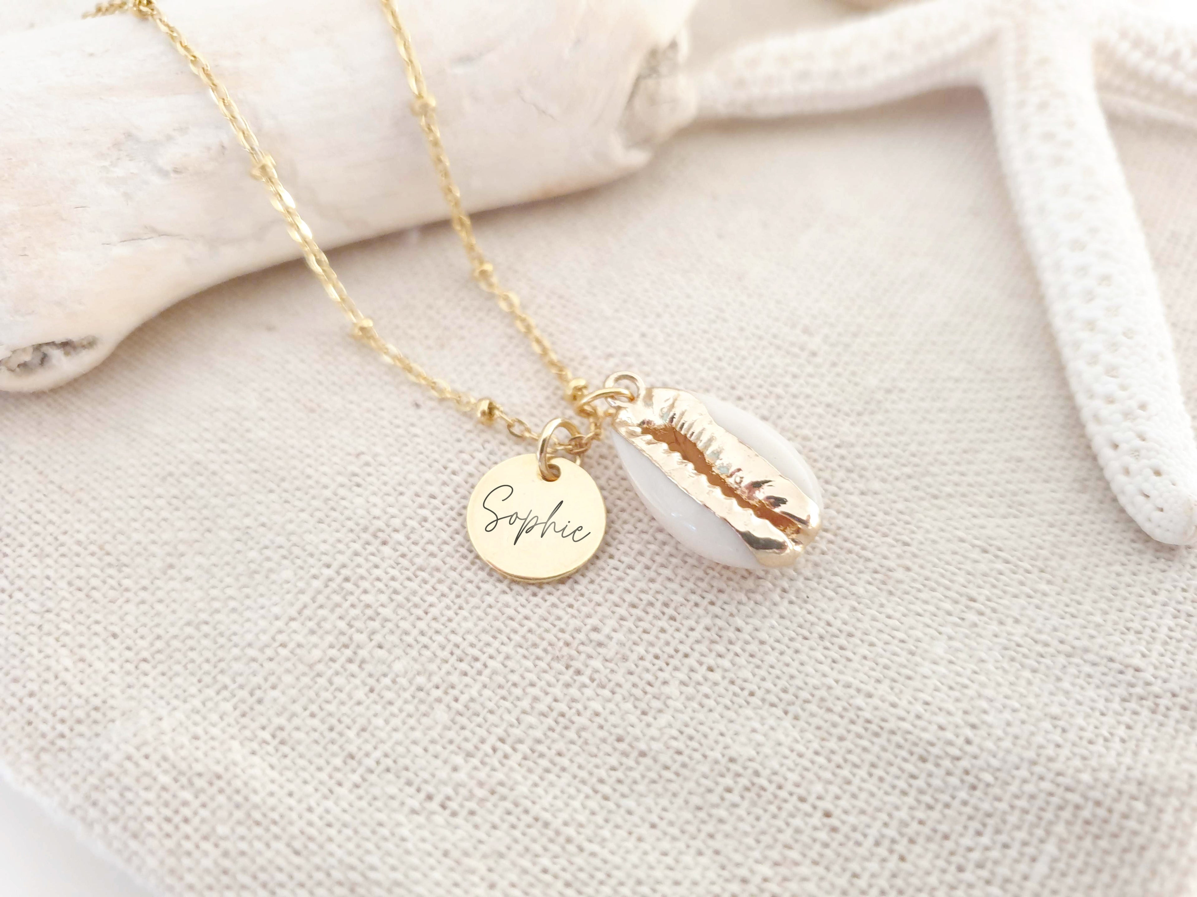 Edelstahlkette mit Kaurimuschel