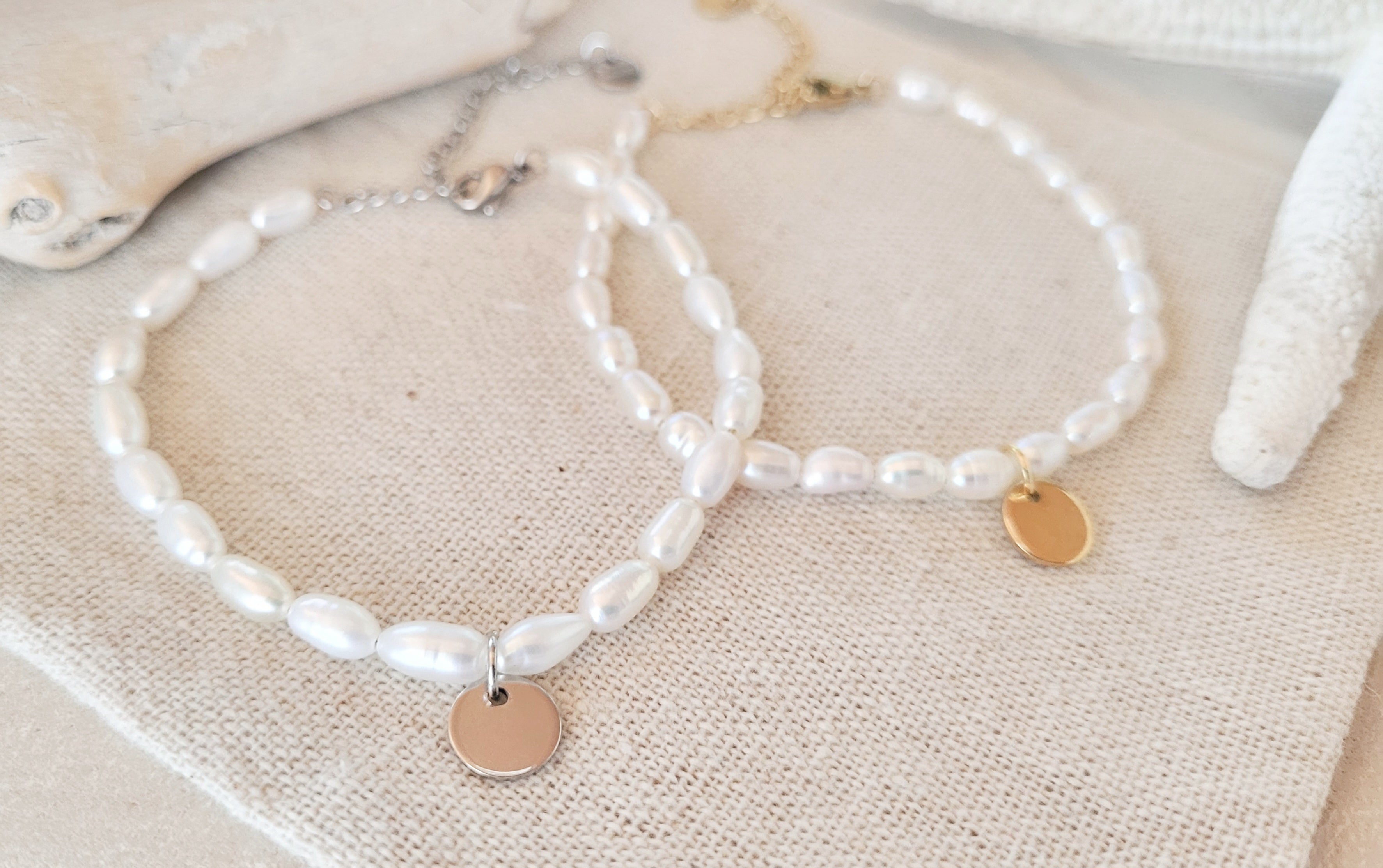 Perlen-Armband Edelstahl